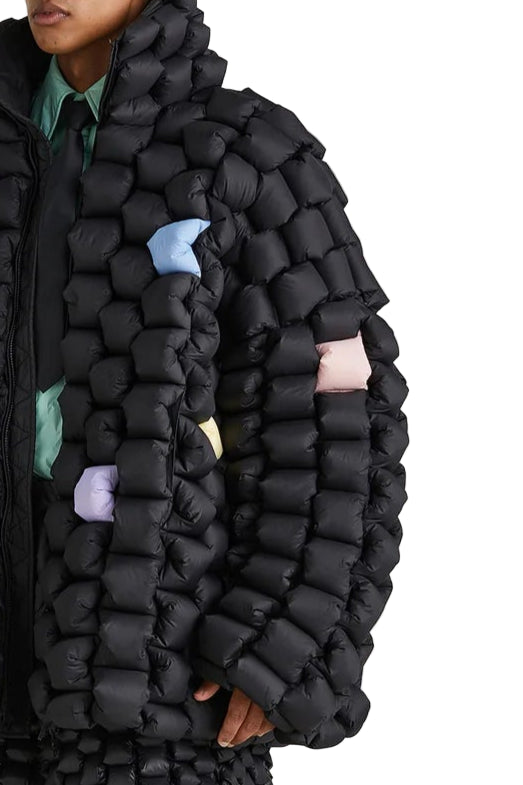 Raxxy - Piumino nero mosaico oversize