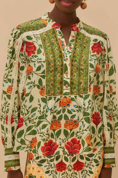 Farm Rio - Blusa Garden Tapestry Sand