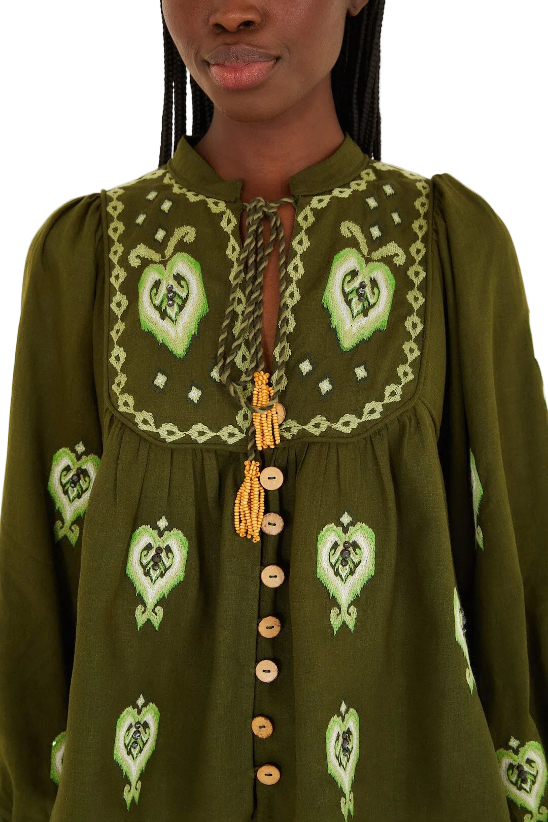 Farm Rio - Blusa verde ricamata