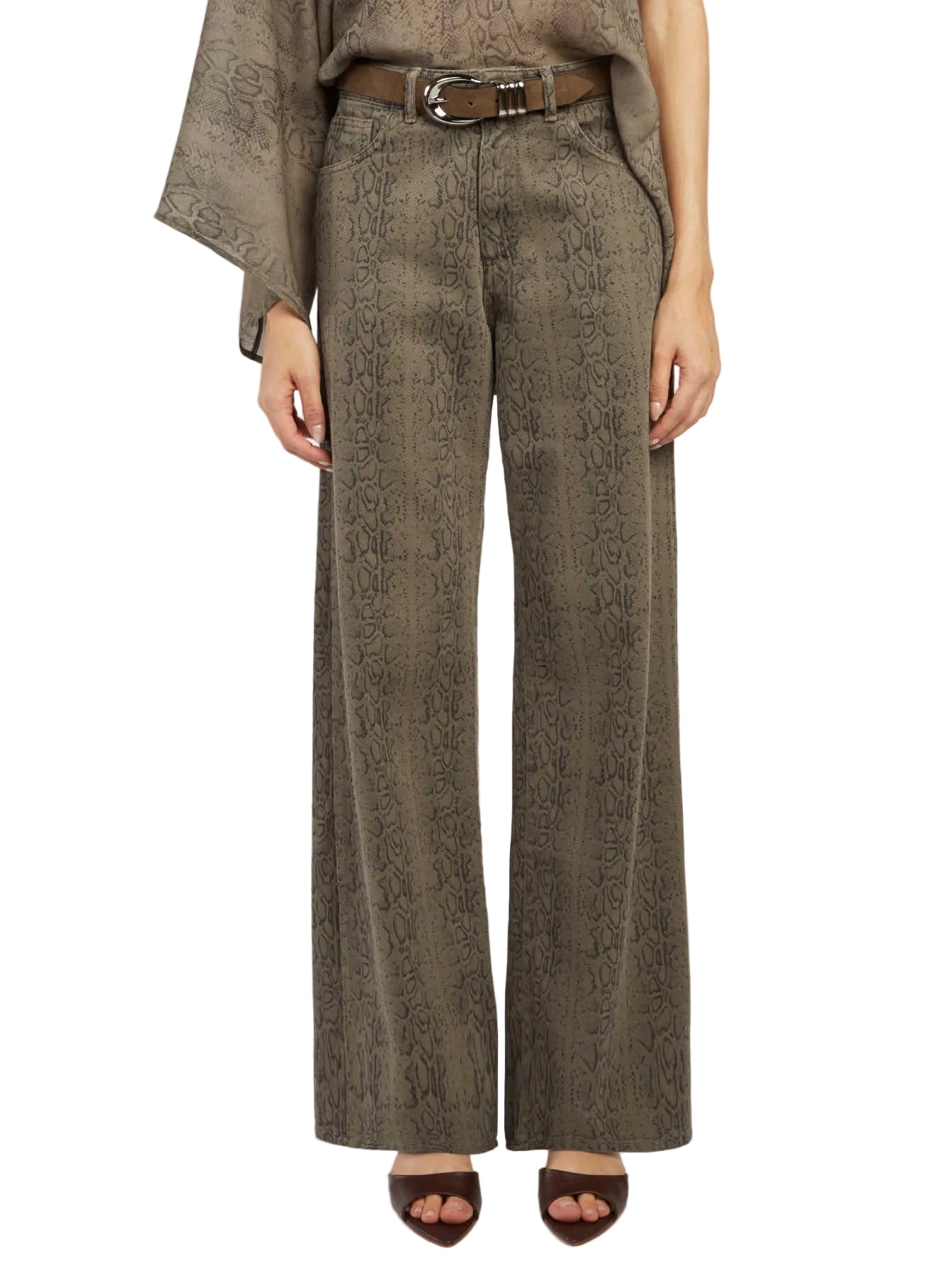 Federica Tosi - Jeans denim pitonato militare