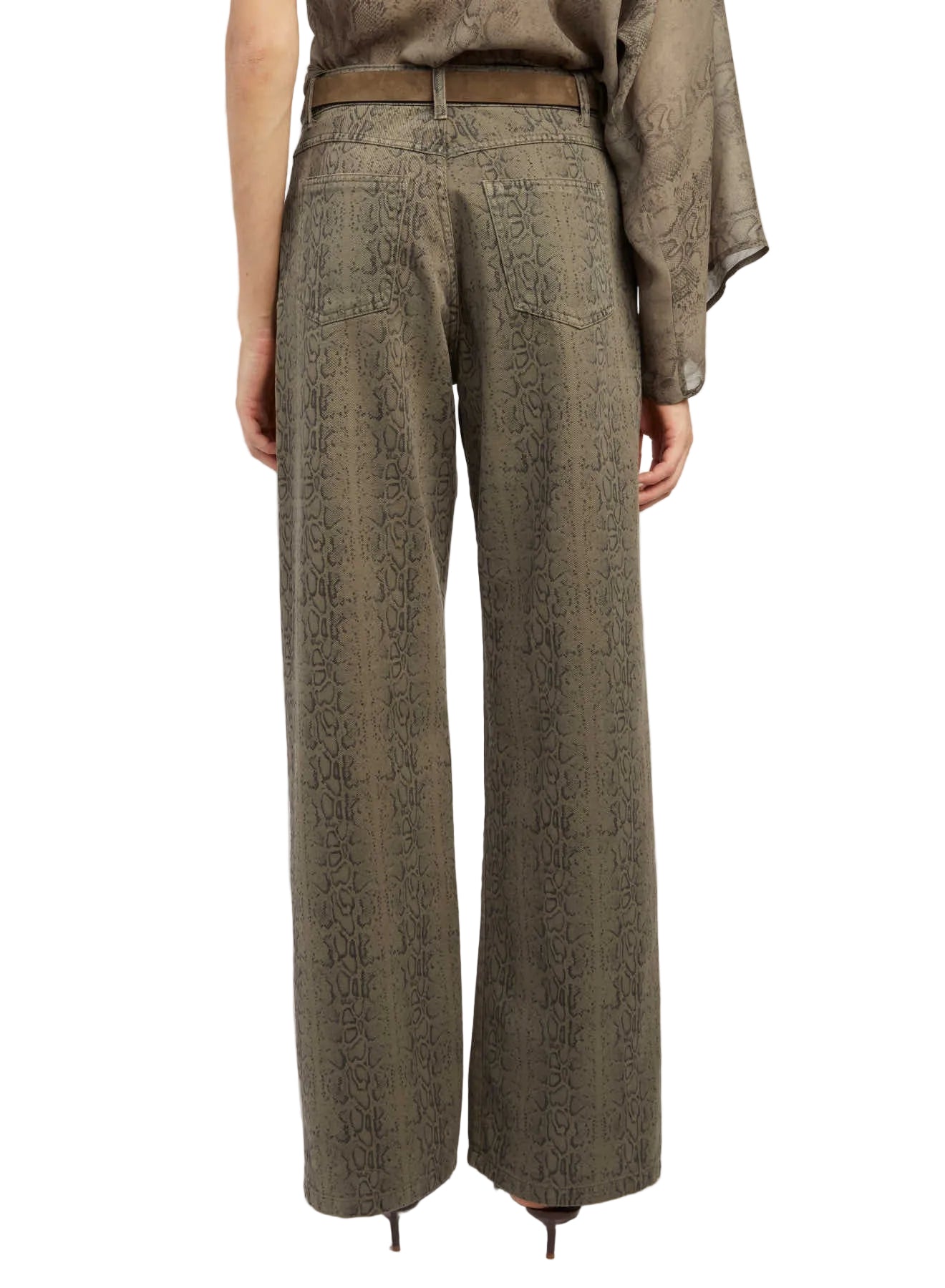 Federica Tosi - Jeans denim pitonato militare