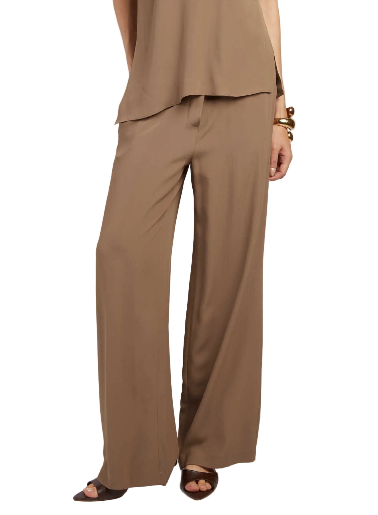 Federica Tosi - Pantalone crepe de chine nocciola