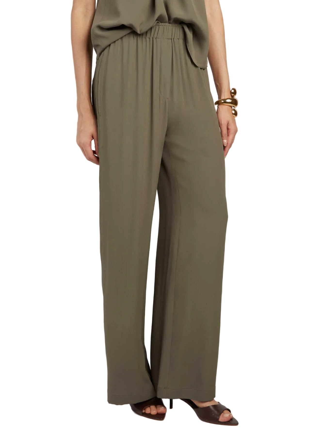 Federica Tosi - Pantalone crepe de chine militare