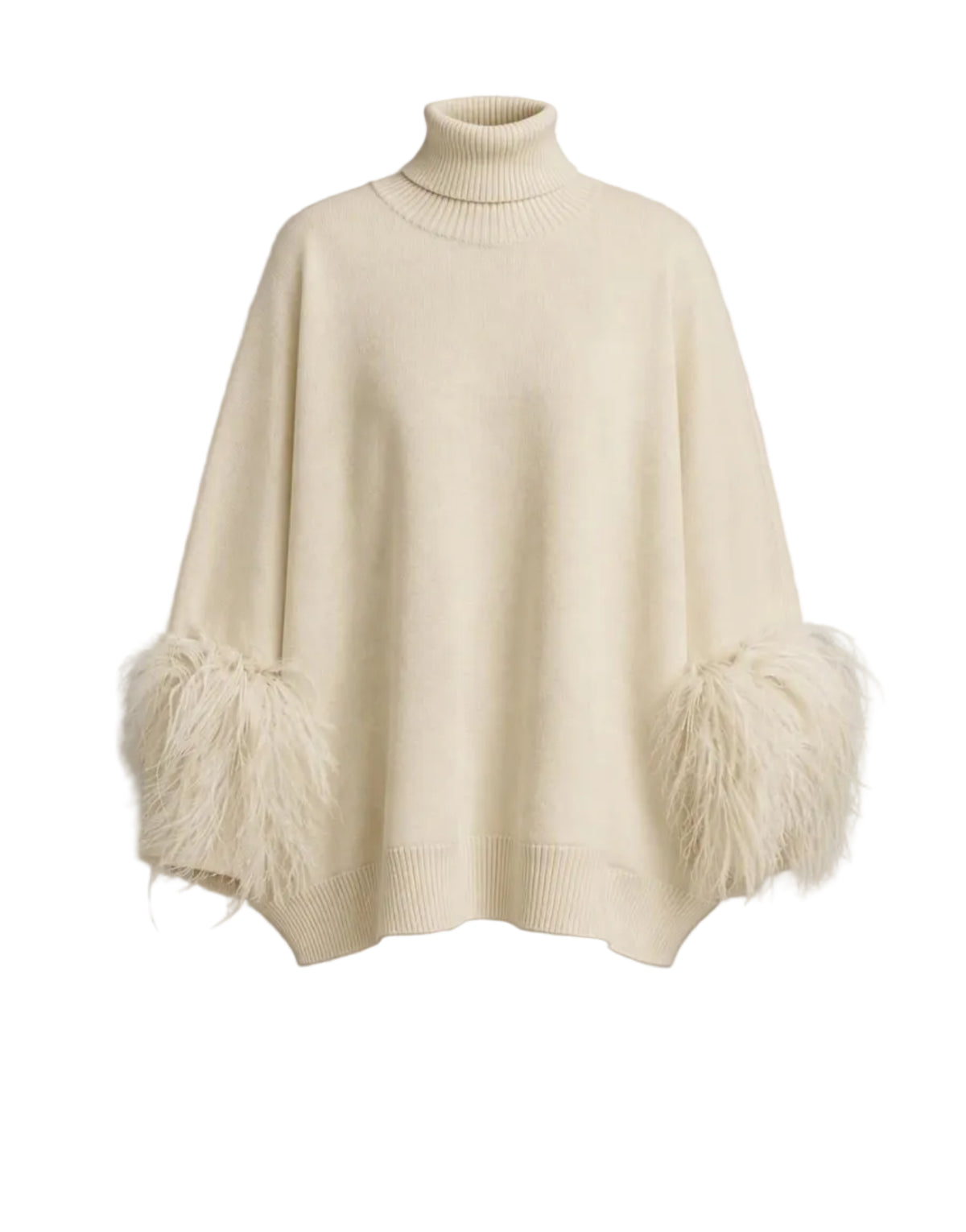 Alberta Ferretti - Maglia lana avorio piume
