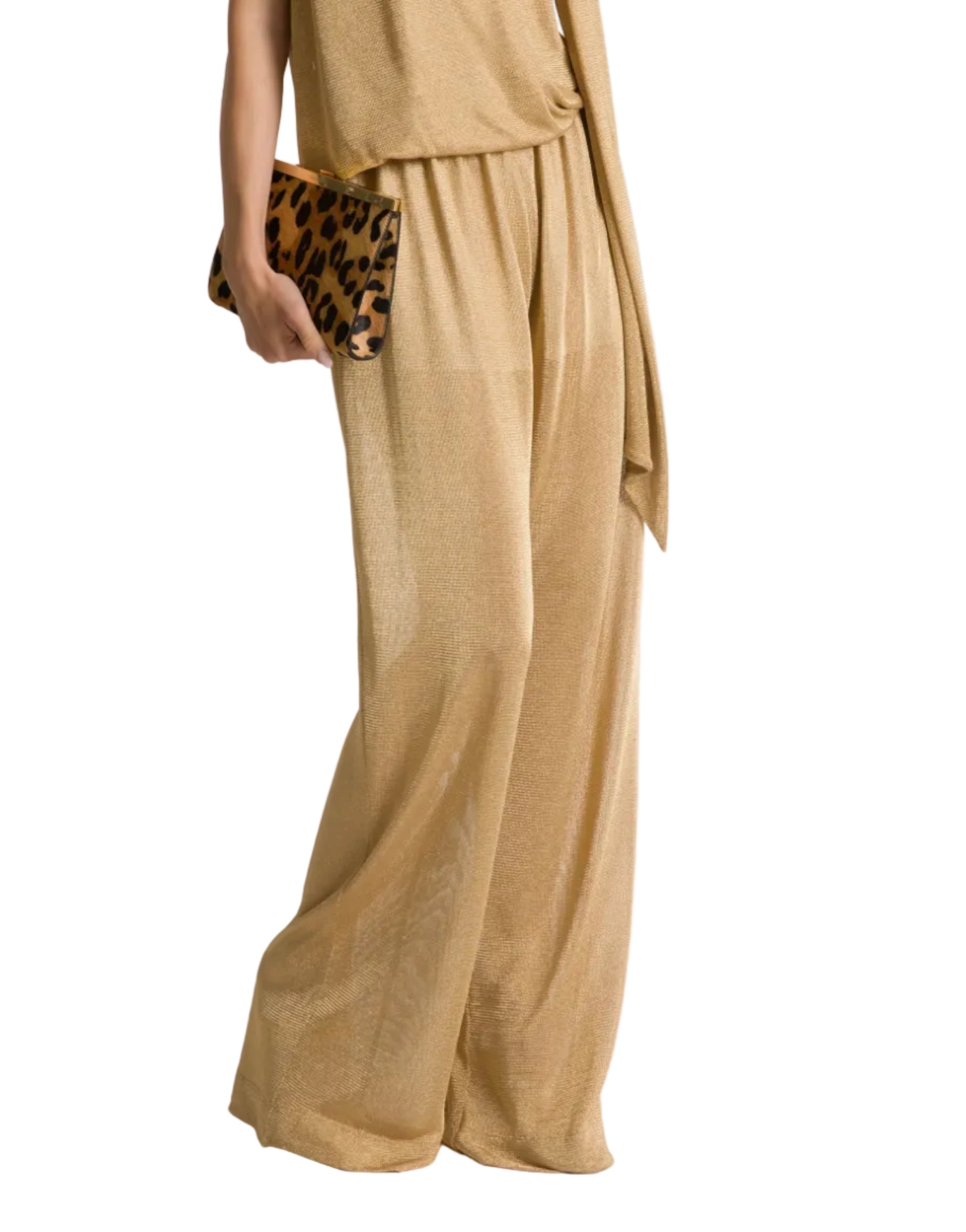 Alberta Ferretti - Pantalone in jersey lurex oro lucido