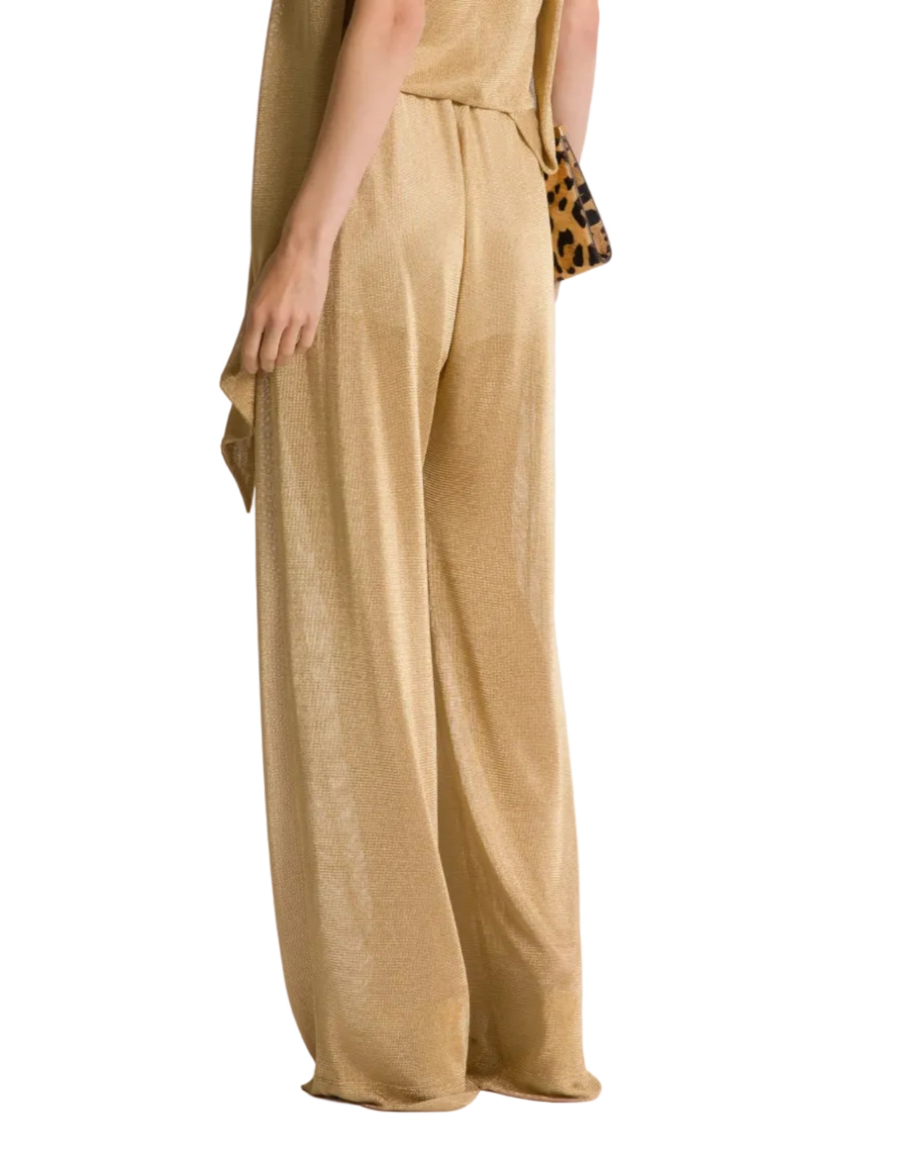 Alberta Ferretti - Pantalone in jersey lurex oro lucido