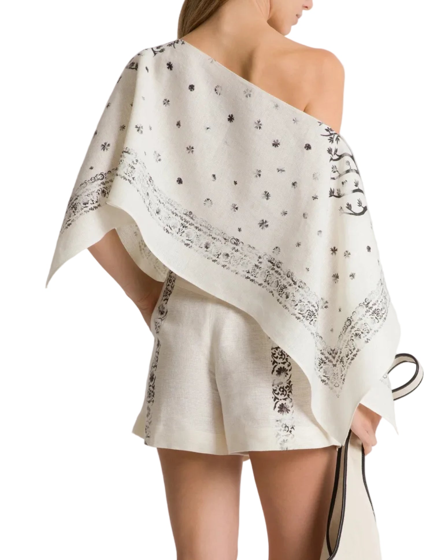 Alberta Ferretti - Top lino stampato avorio