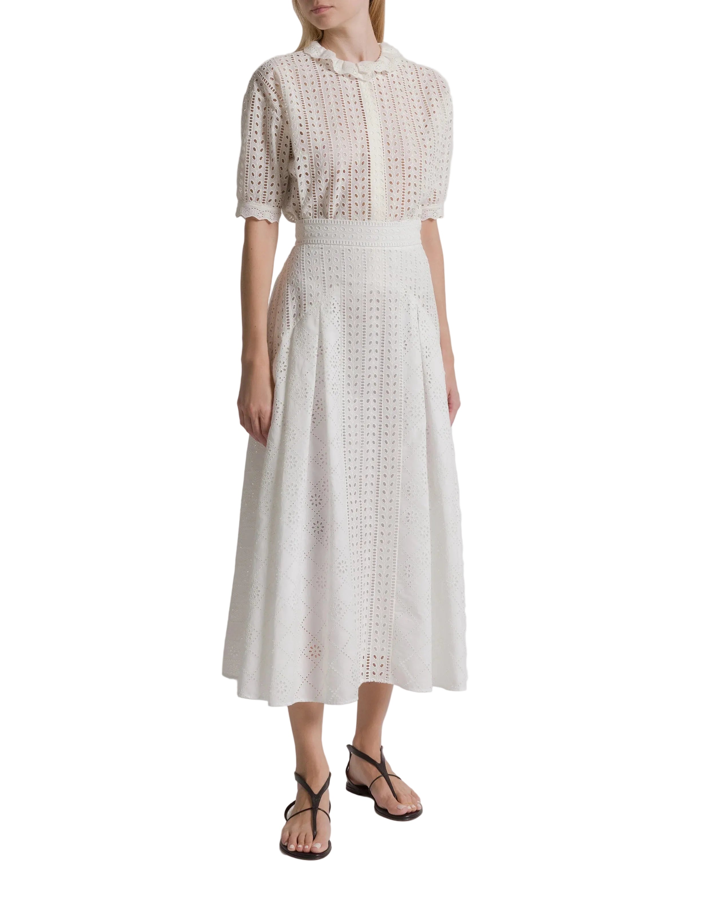 Alberta Ferretti - Camicia sangallo bianca