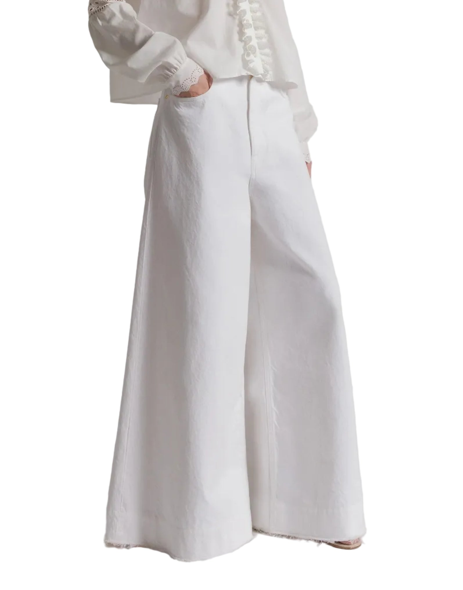 Alberta Ferretti - Denim bianco a gamba larga