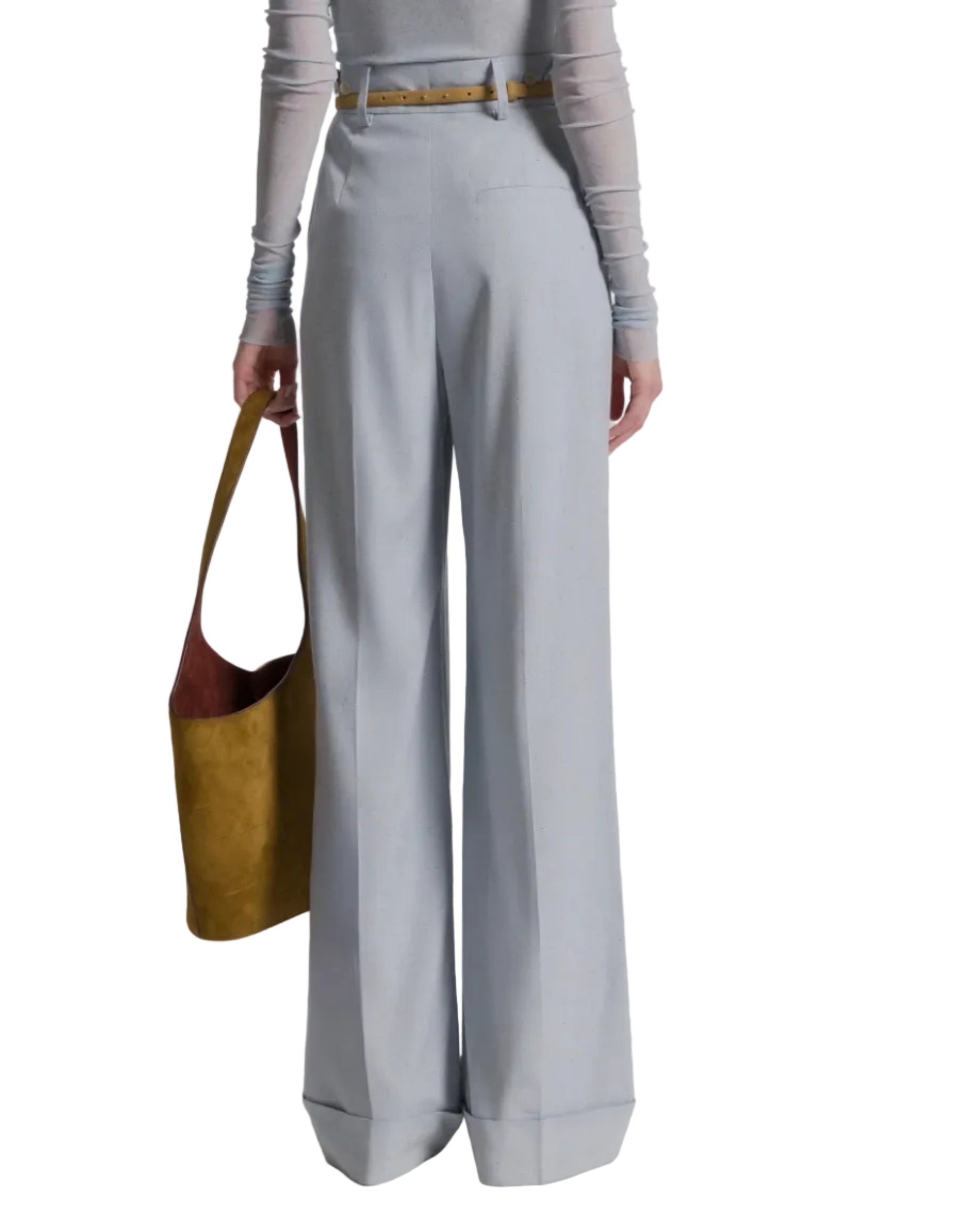 Alberta Ferretti - Pantalone da abito tweed azzurro