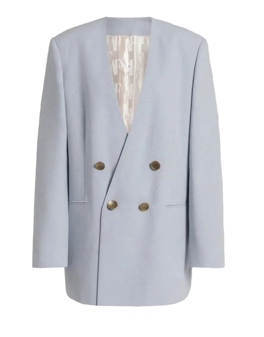 Alberta Ferretti - Giacca doppiopetto in tweed azzurra