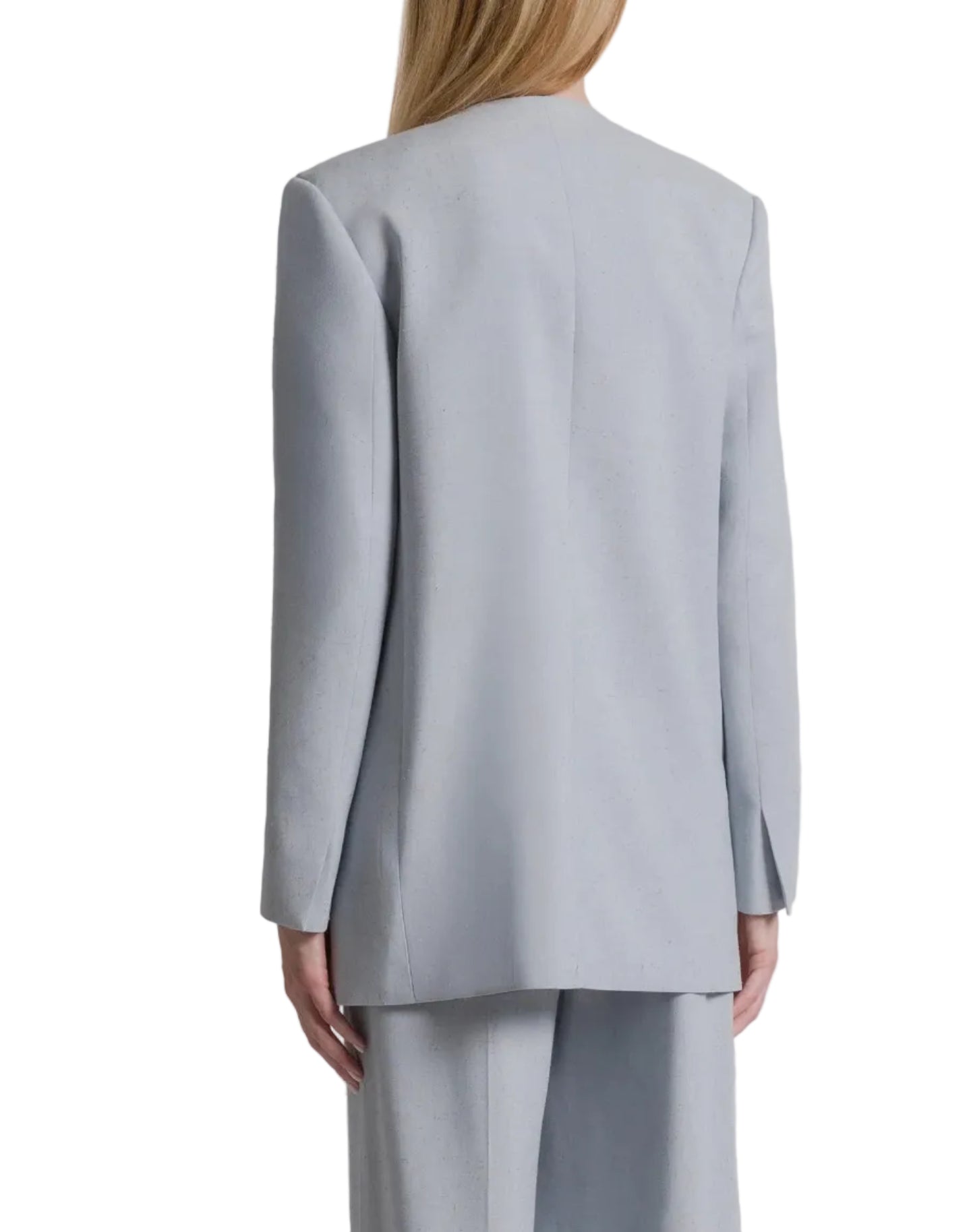 Alberta Ferretti - Giacca doppiopetto in tweed azzurra