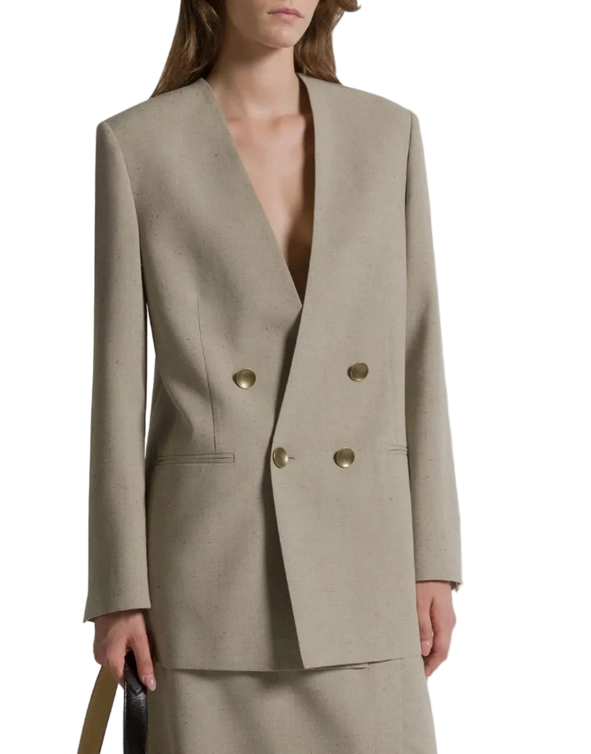 Alberta Ferretti - Giacca doppiopetto in tweed beige