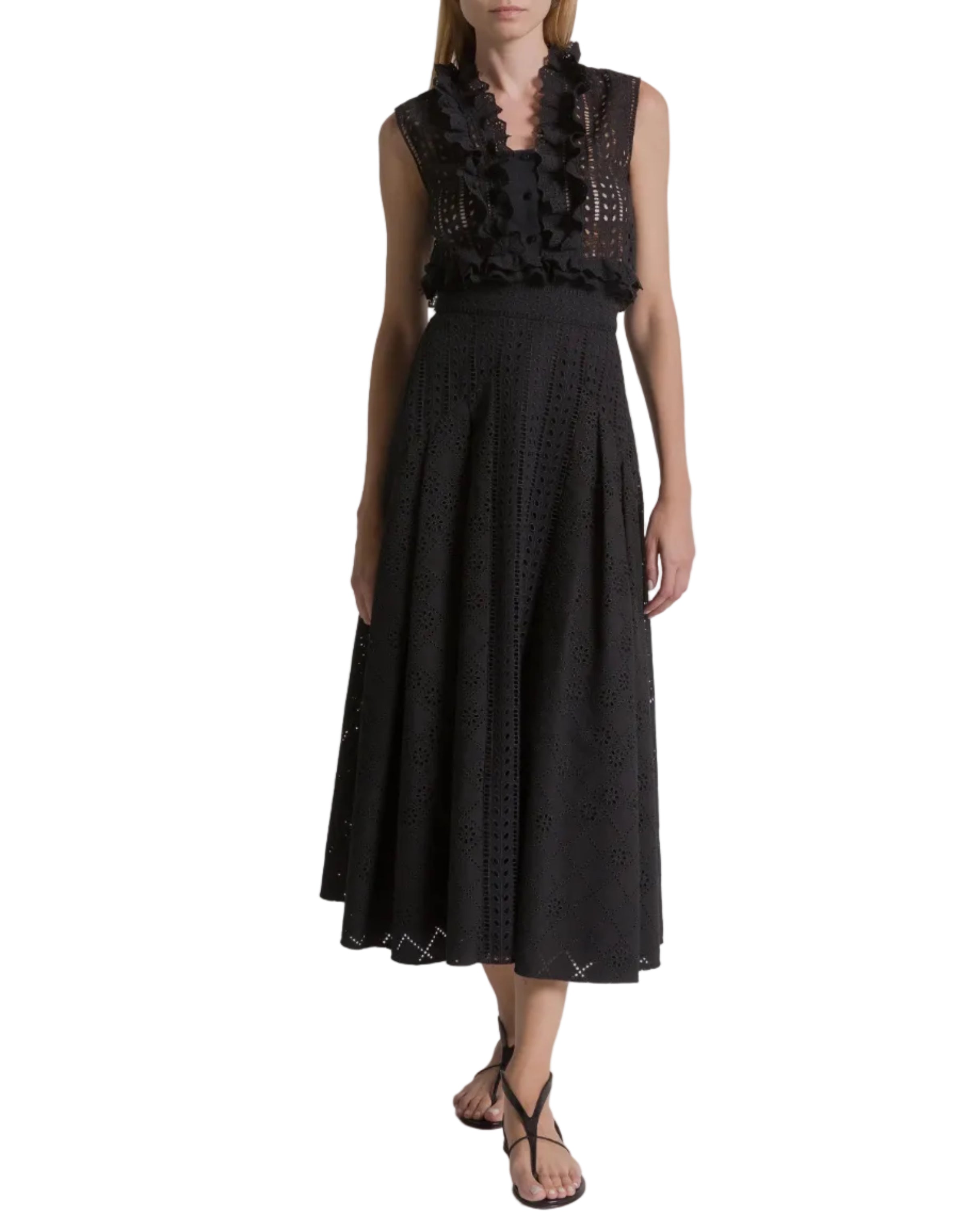 Alberta Ferretti - Top nero in sangallo