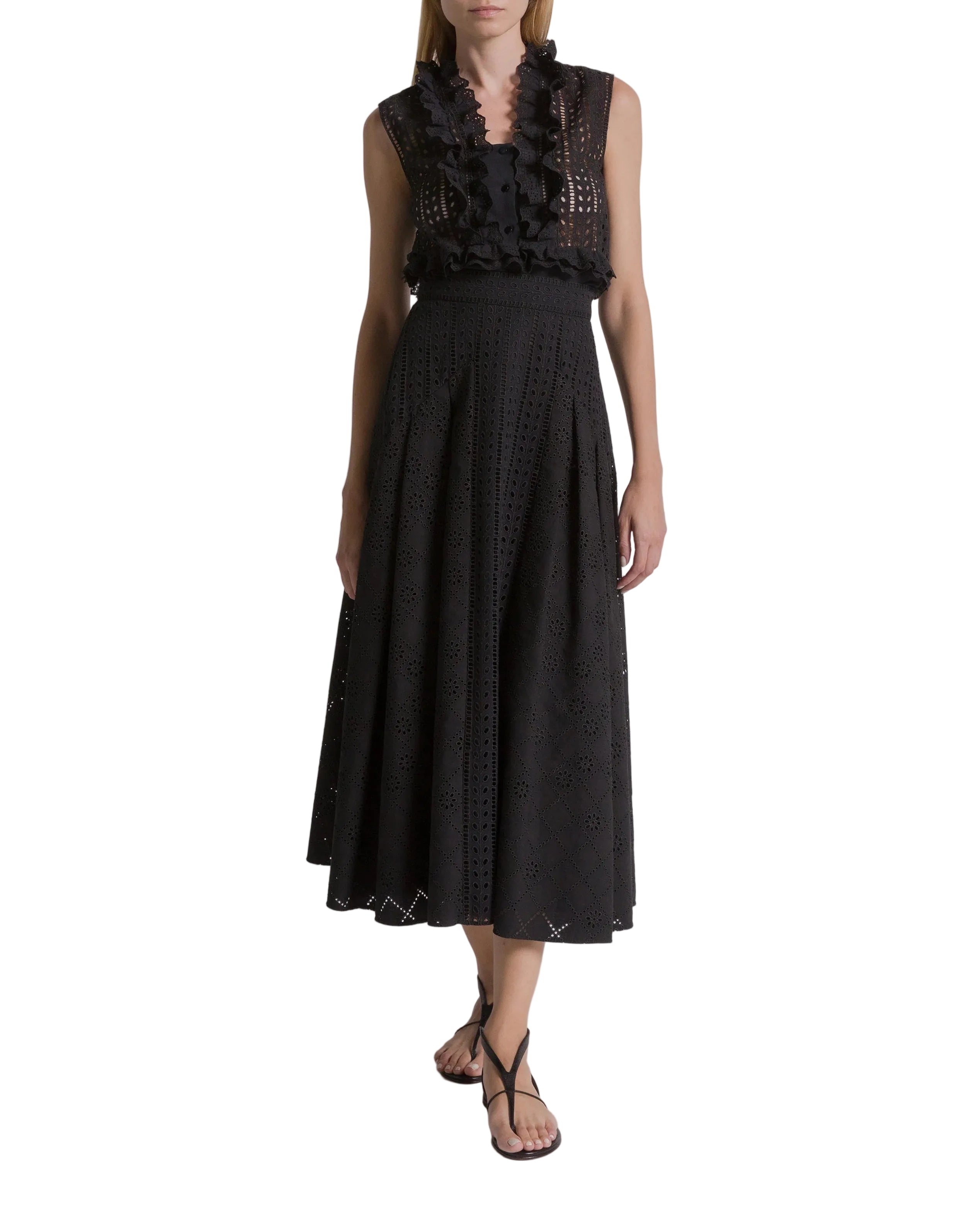 Alberta Ferretti - Gonna lunga in pizzo sangallo