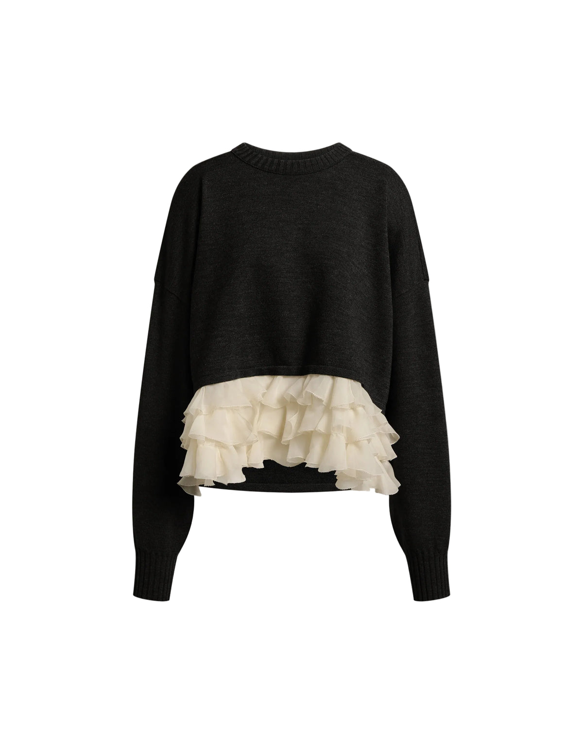 Alberta Ferretti - Maglia lana merino con rouches