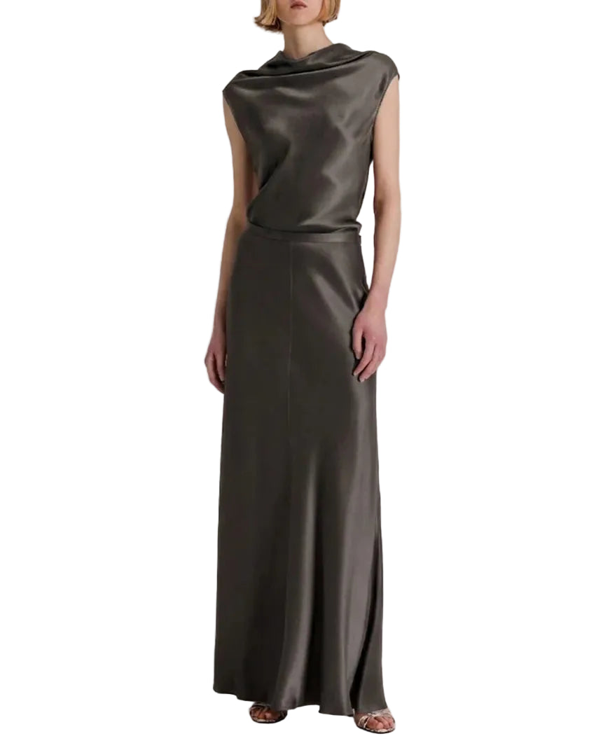 Alberta Ferretti - Gonna lunga raso grigia