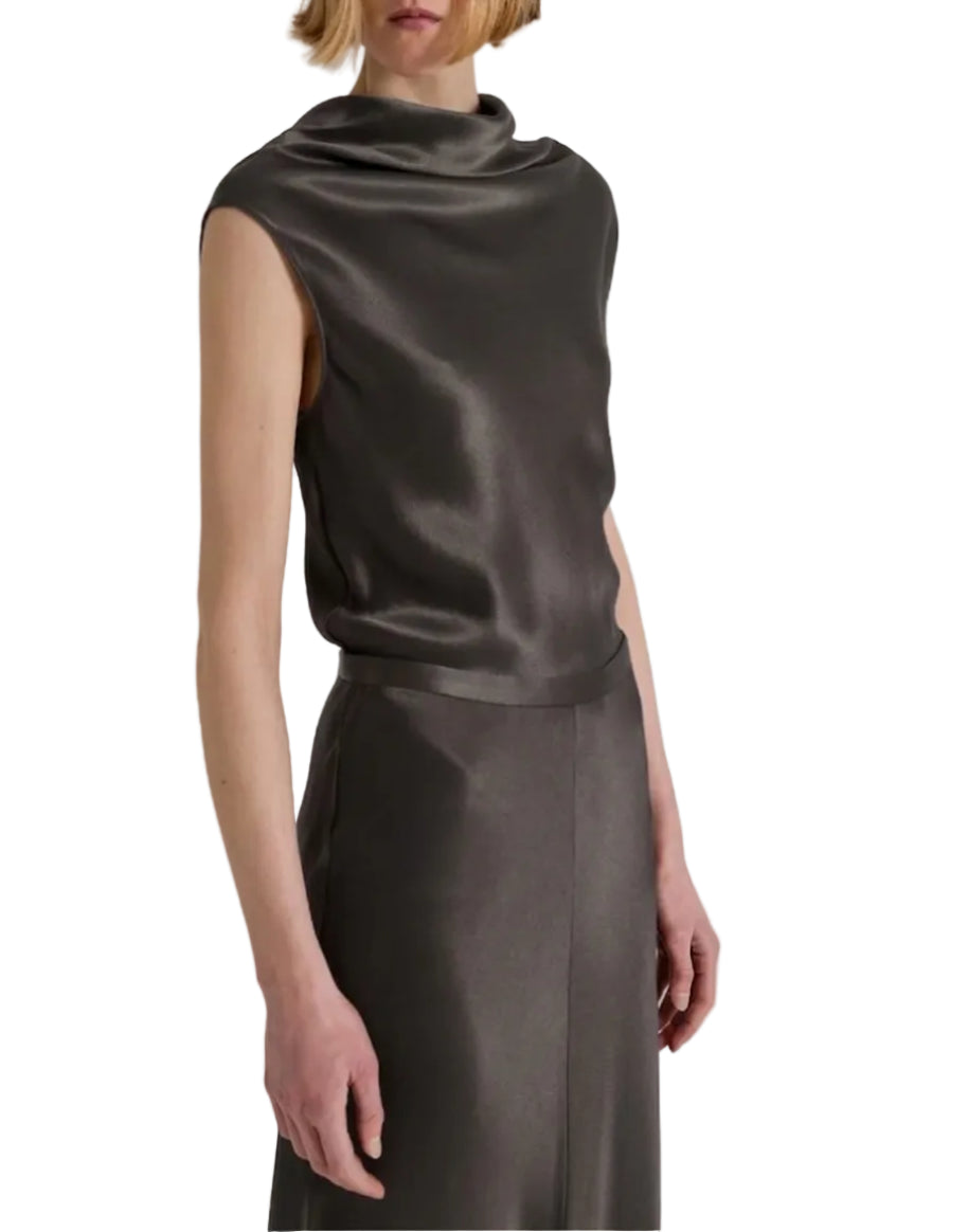 Alberta Ferretti - Gonna lunga raso grigia