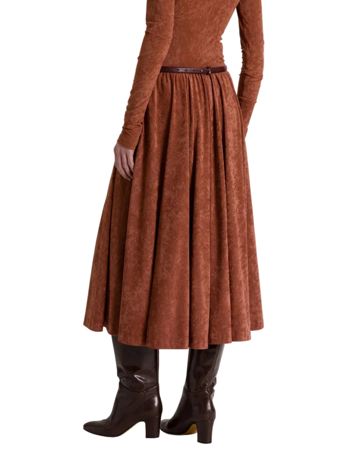 Alberta Ferretti - Gonna midi velluto marrone
