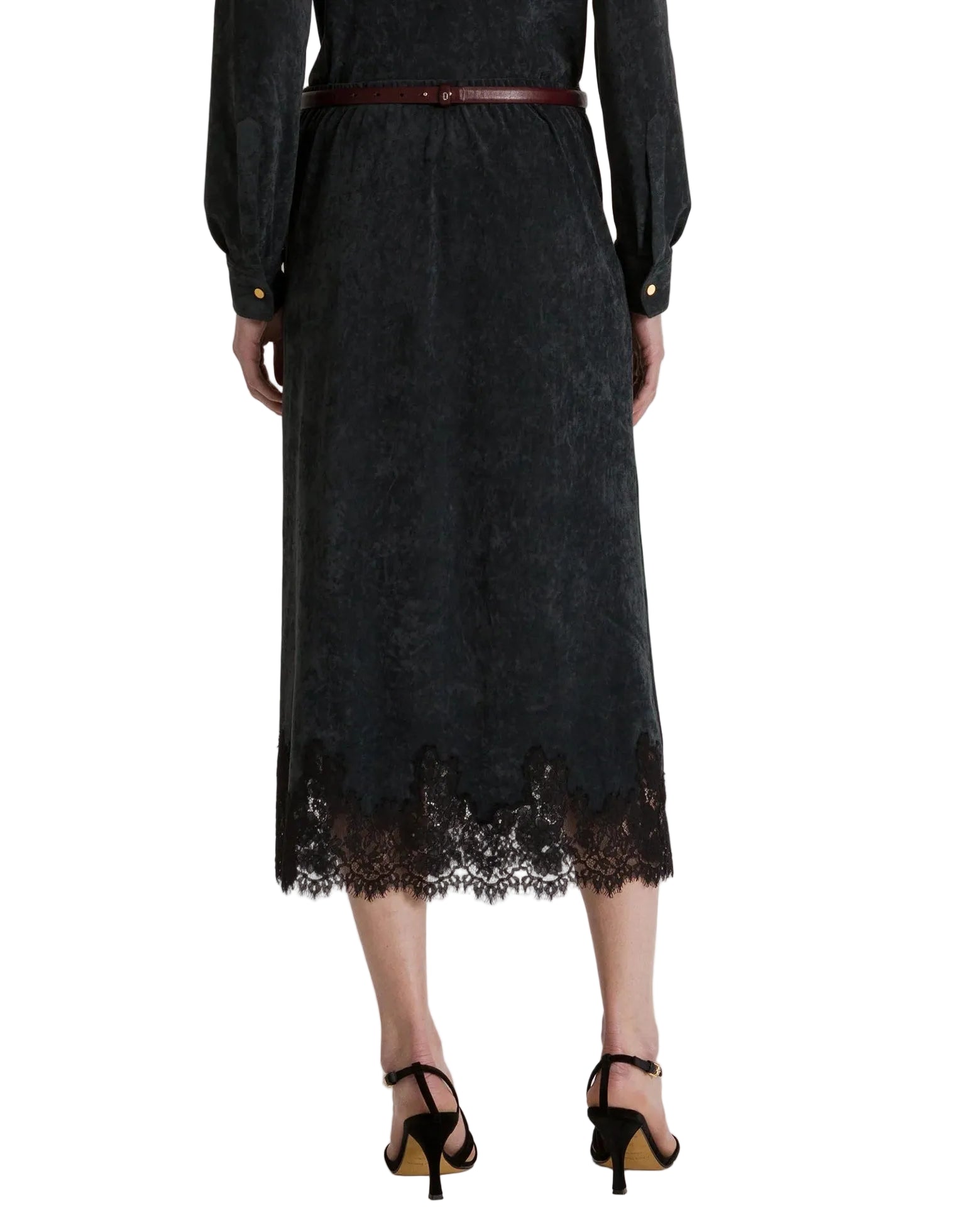 Alberta Ferretti - Gonna midi velluto con pizzo