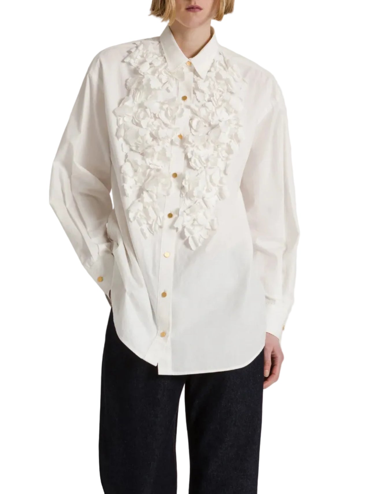 Alberta Ferretti - Camicia con applicazioni floreali