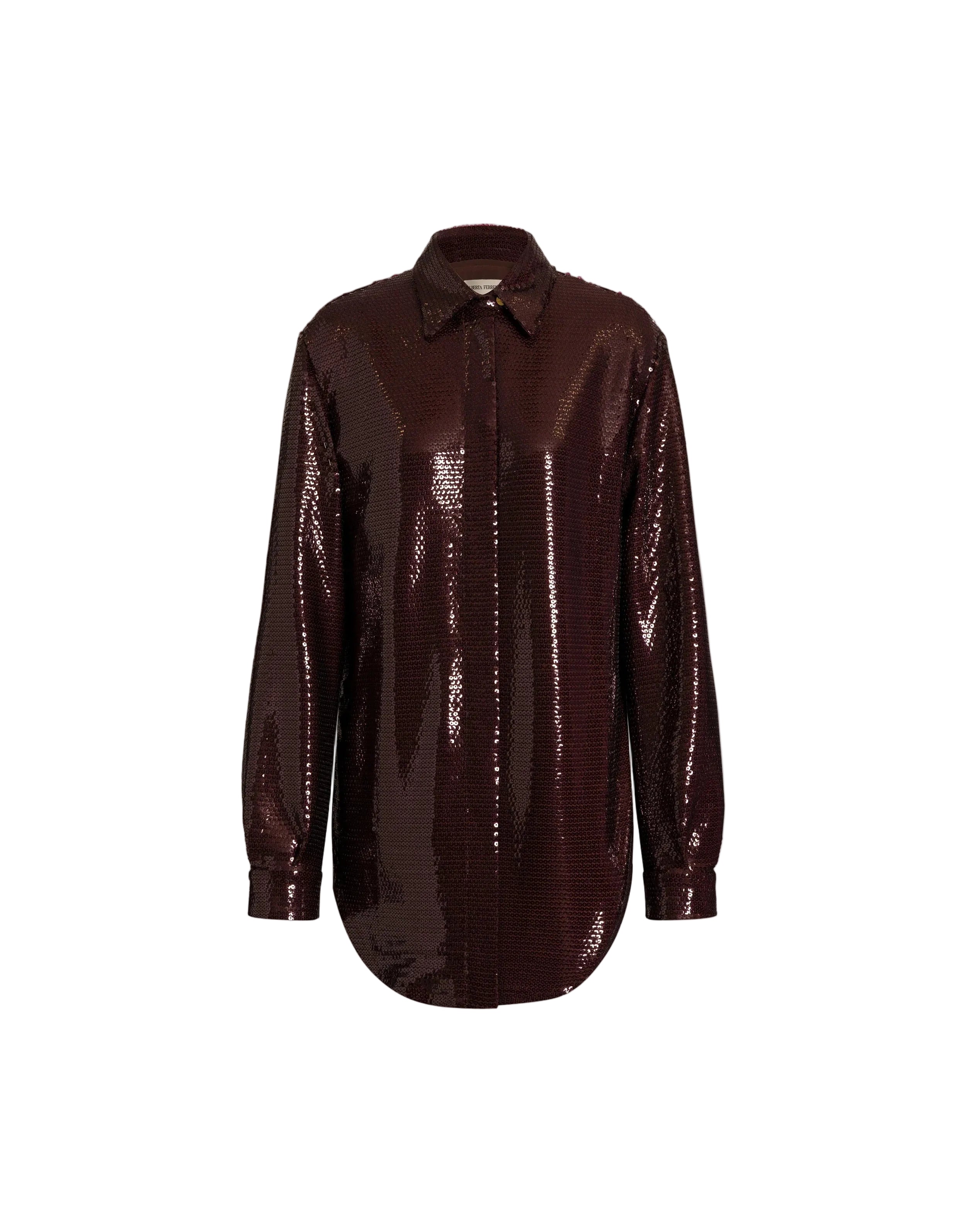 Alberta Ferretti - Camicia paillettes marrone