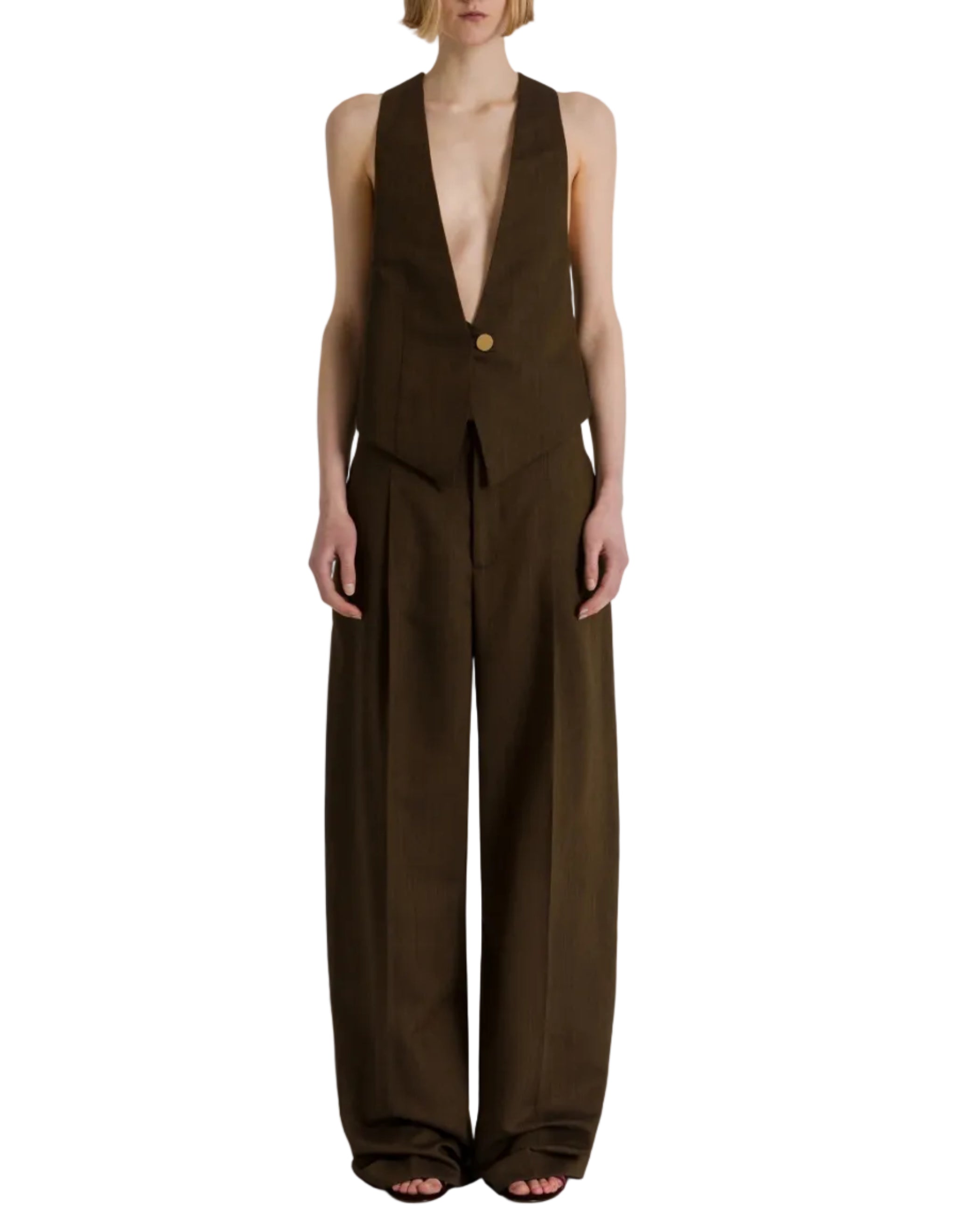 Alberta Ferretti - Pantalone palazzo marrone