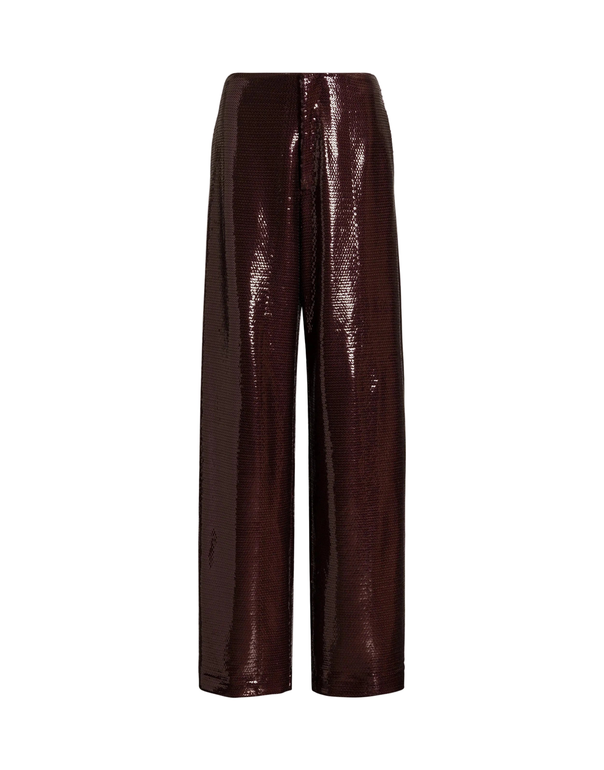 Alberta Ferretti - Pantalone paillettes marrone