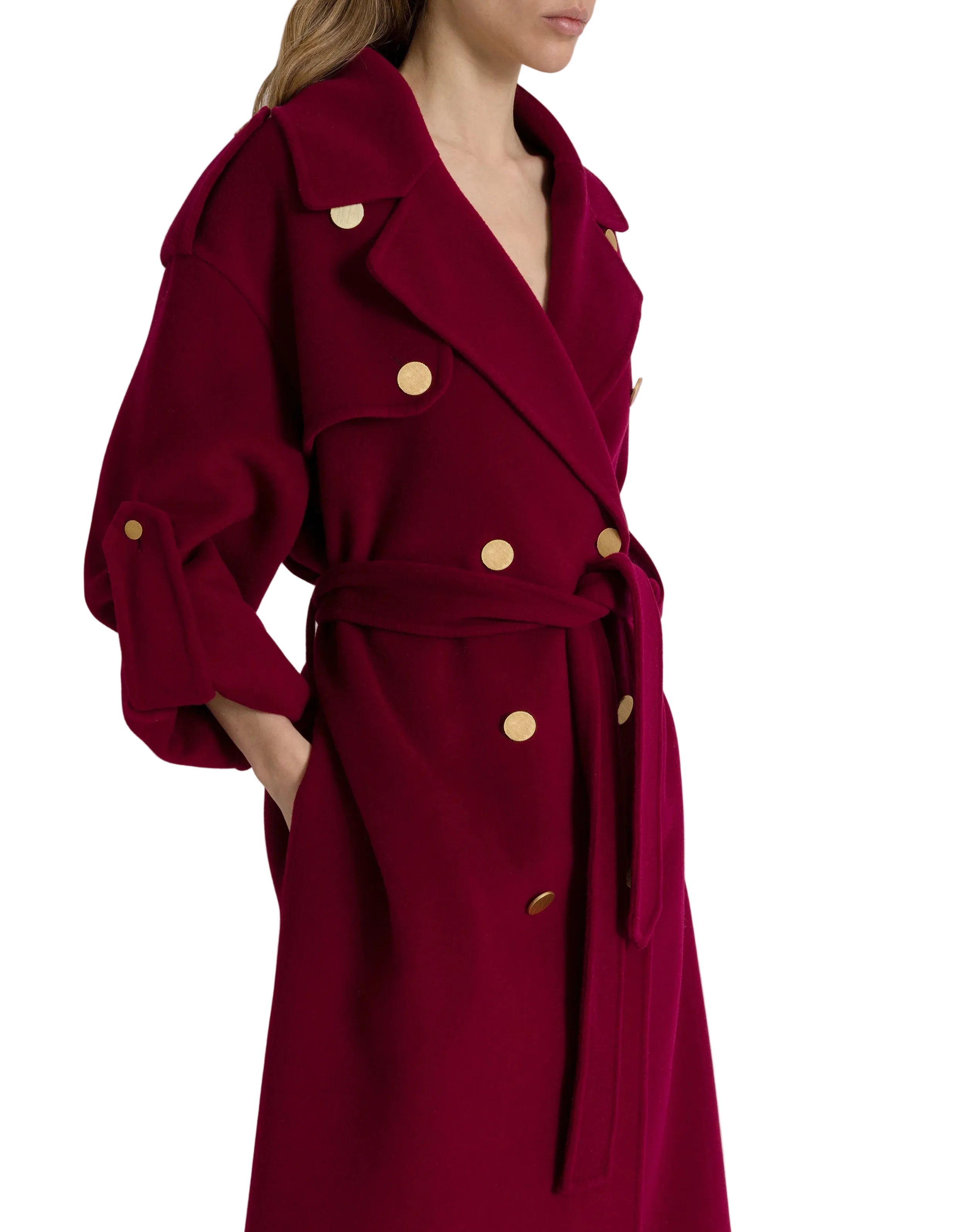 Alberta Ferretti - Cappotto lungo lana e cashmere rosso