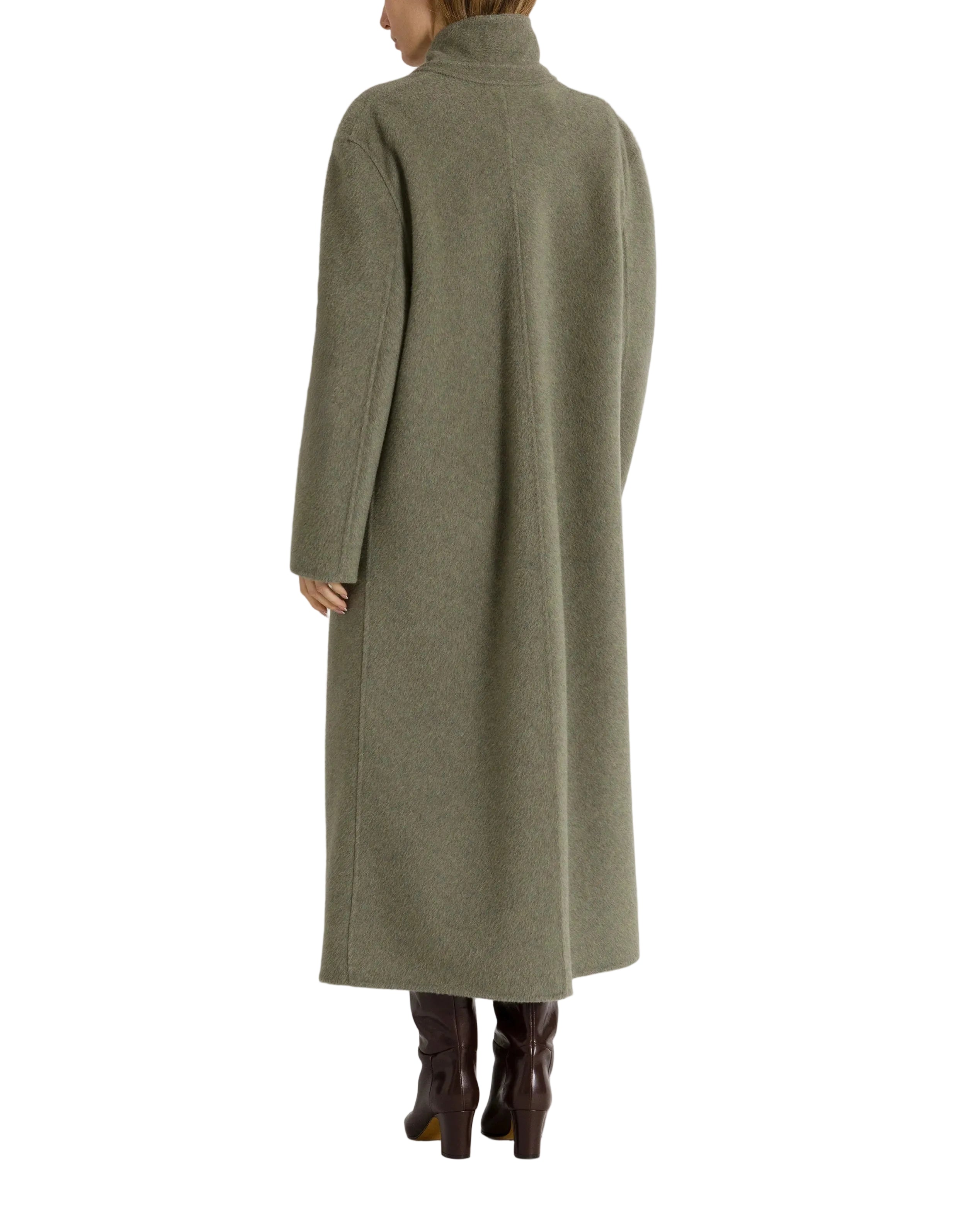 Alberta Ferretti - Cappotto lungo in lana e seta grigio