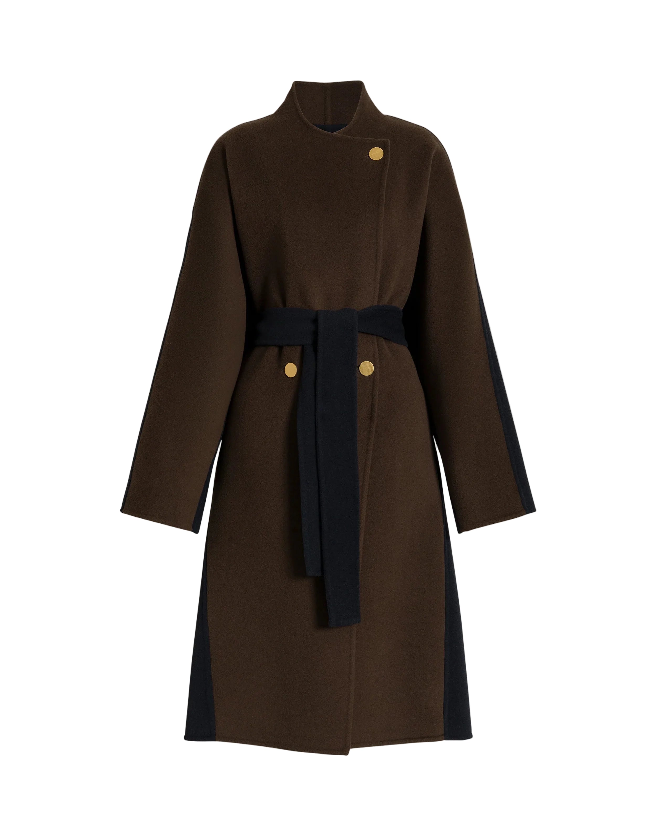 Alberta Ferretti - Cappotto lungo bicolor marrone e blu scuro