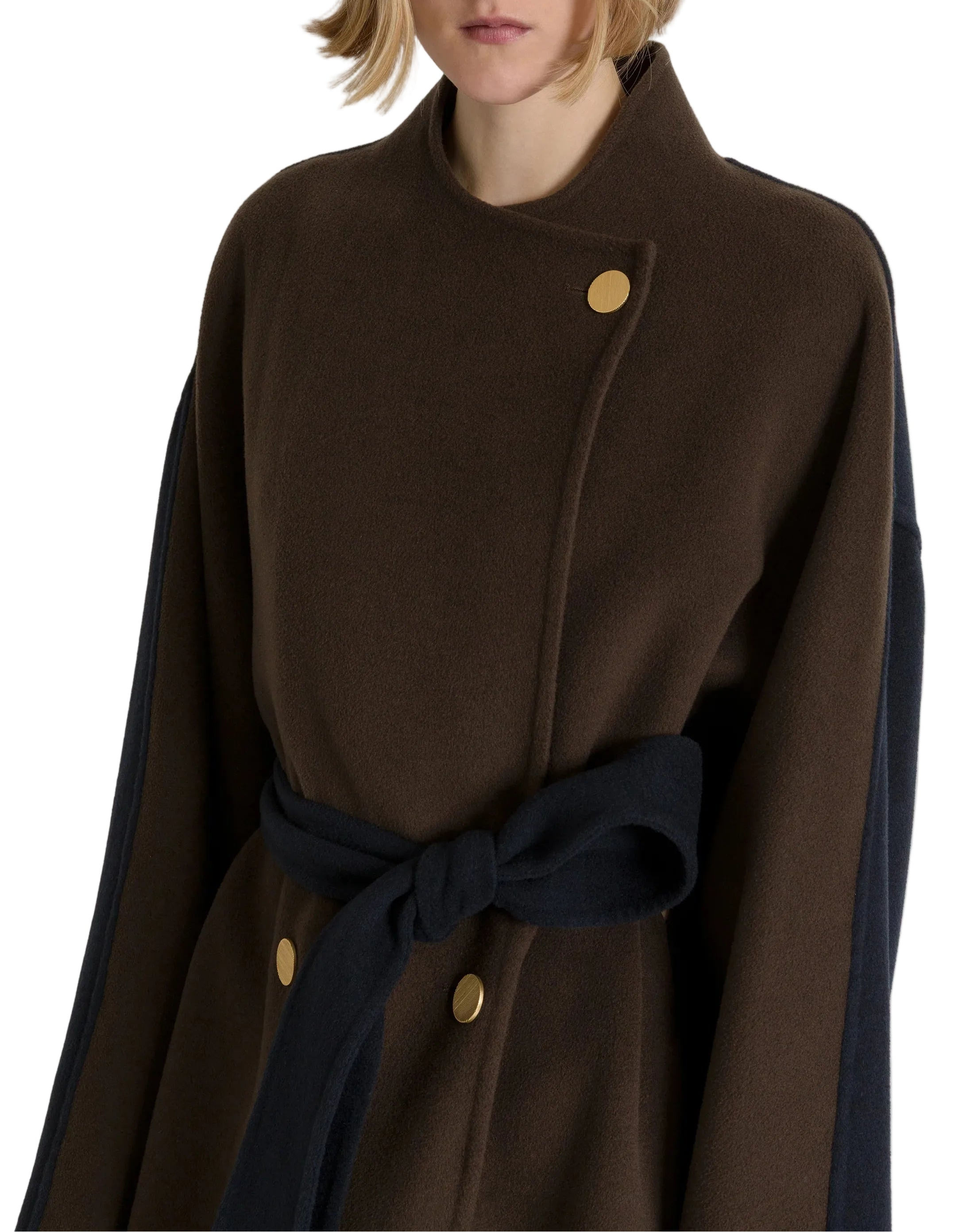Alberta Ferretti - Cappotto lungo bicolor marrone e blu scuro