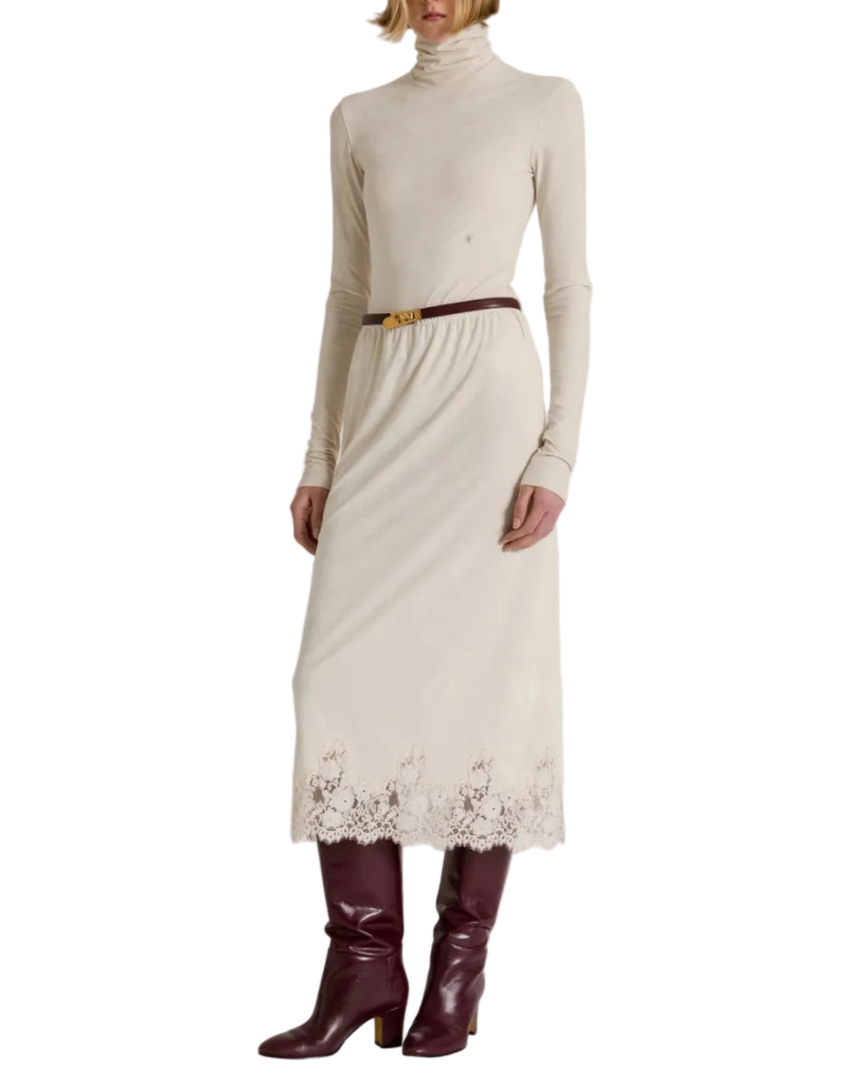 Alberta Ferretti - Maglia con collo alto avorio