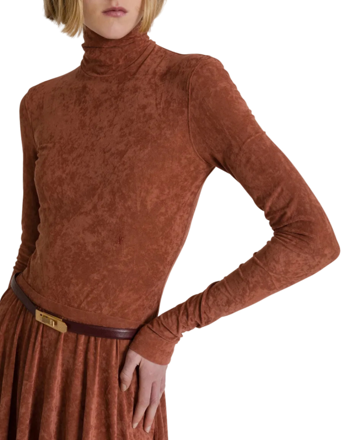 Alberta Ferretti - Maglia collo alto marrone