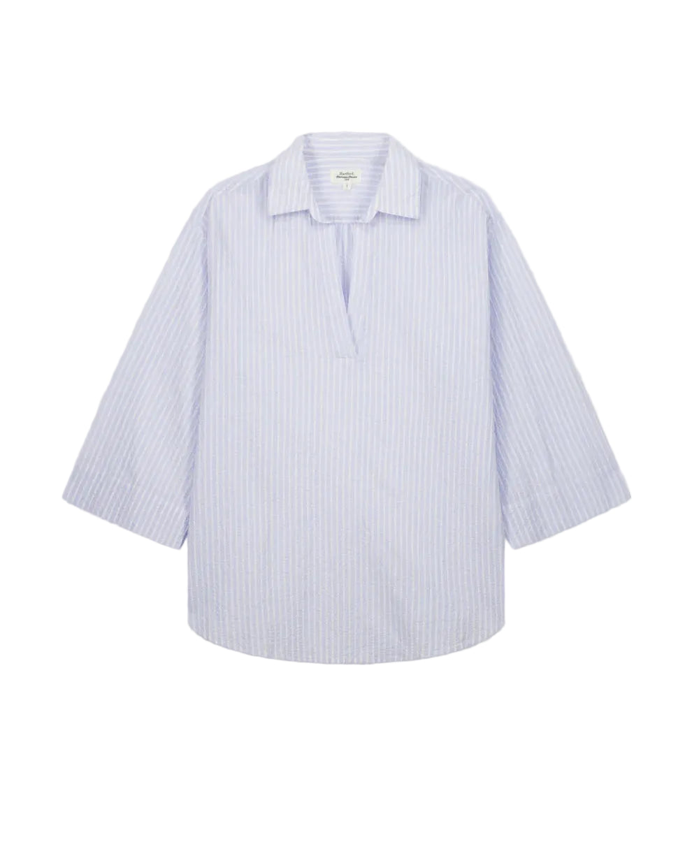 Hartford - Camicia "Cola" seersucker bianca e blu