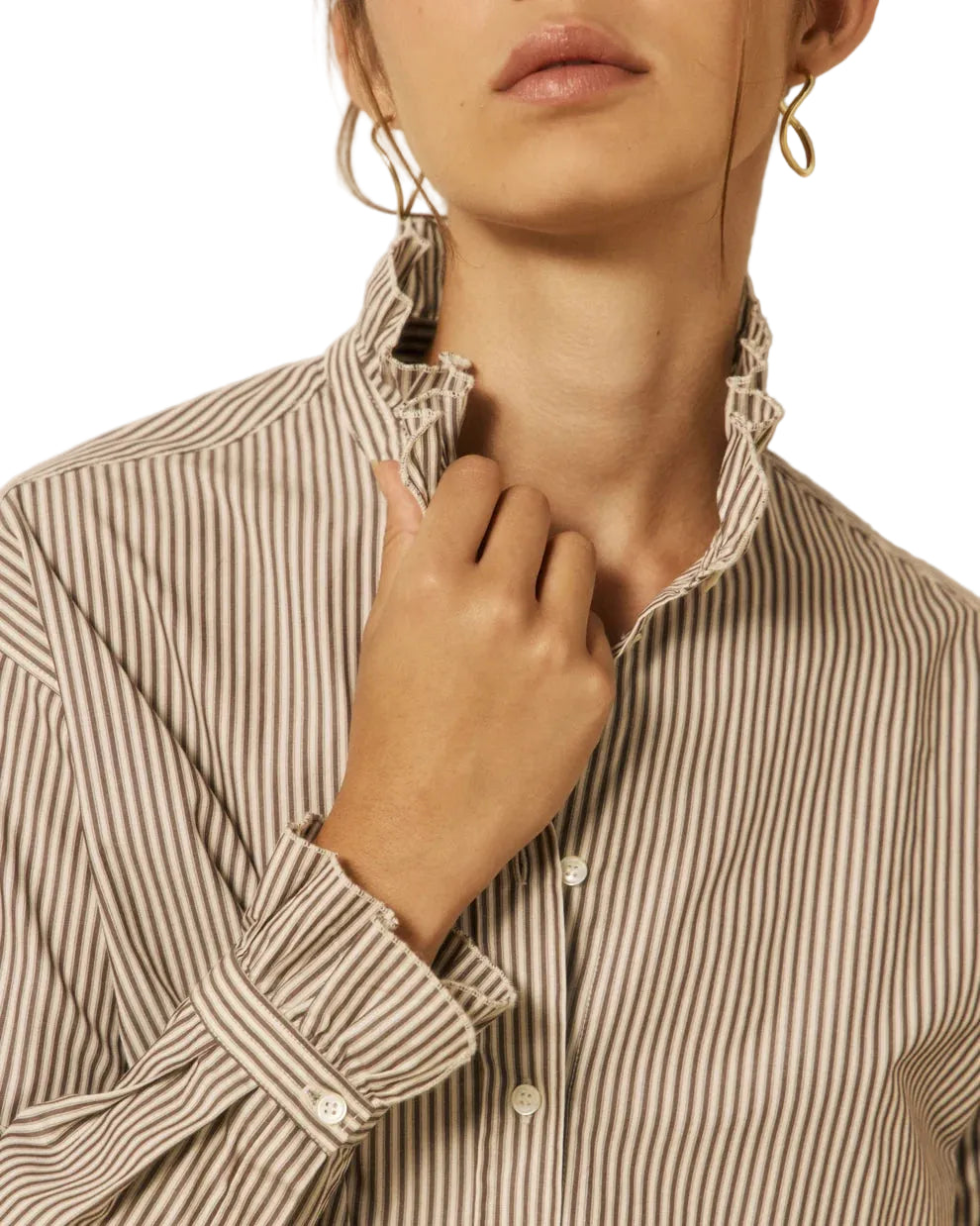 Hartford - Camicia a righe "Chana" brown stripes