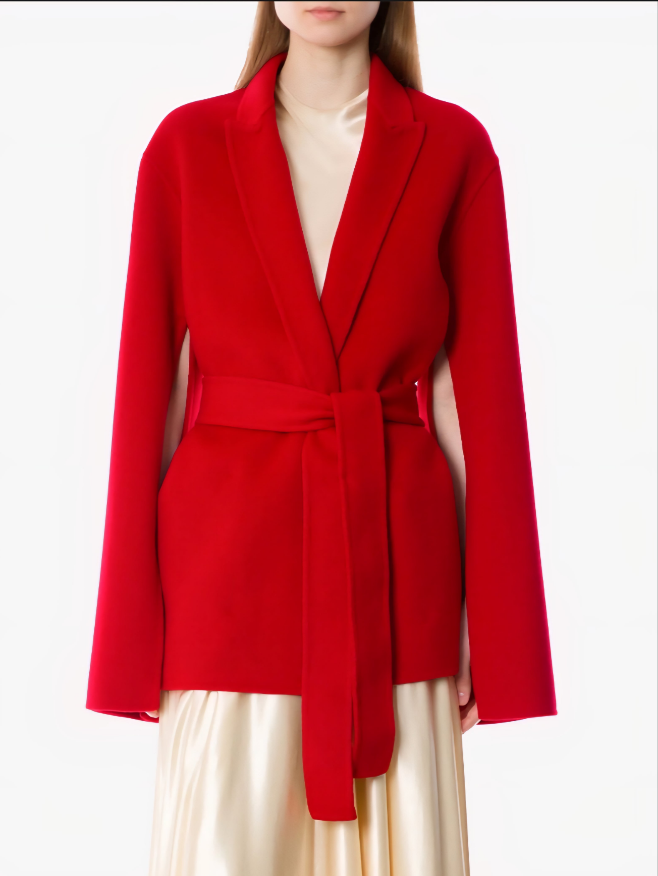 Alberta Ferretti - Giacca rossa in  panno double con maniche a mantella