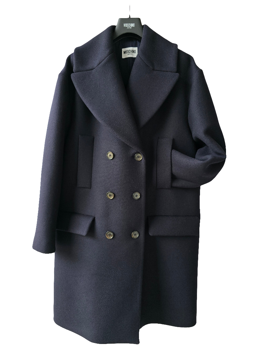 Moschino Jeans - Cappotto in panno blu