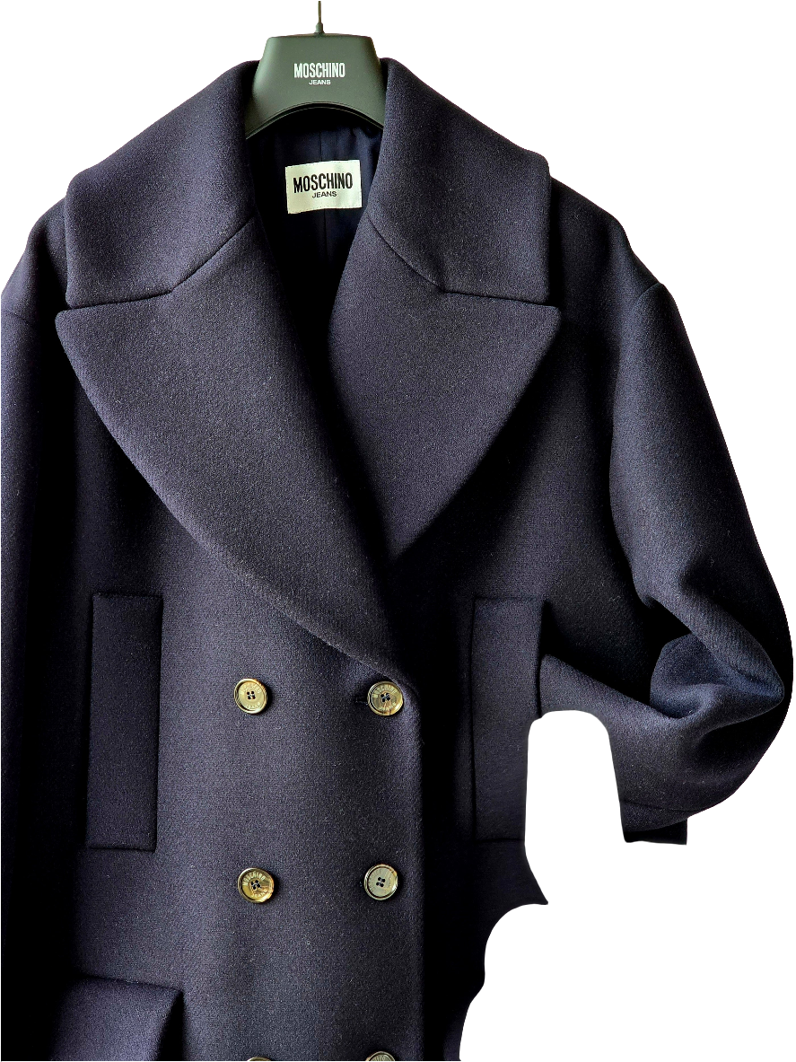 Moschino Jeans - Cappotto in panno blu