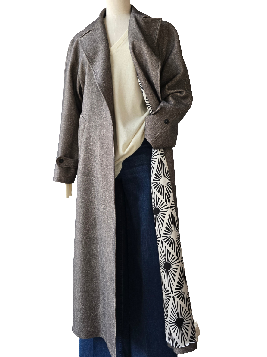 Canessa - Cappotto in cashmere nocciola effetto micro spigato