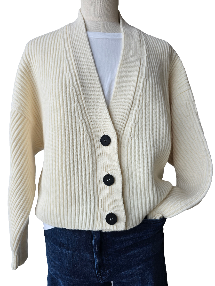 Canessa - Cardigan costa inglese color latte