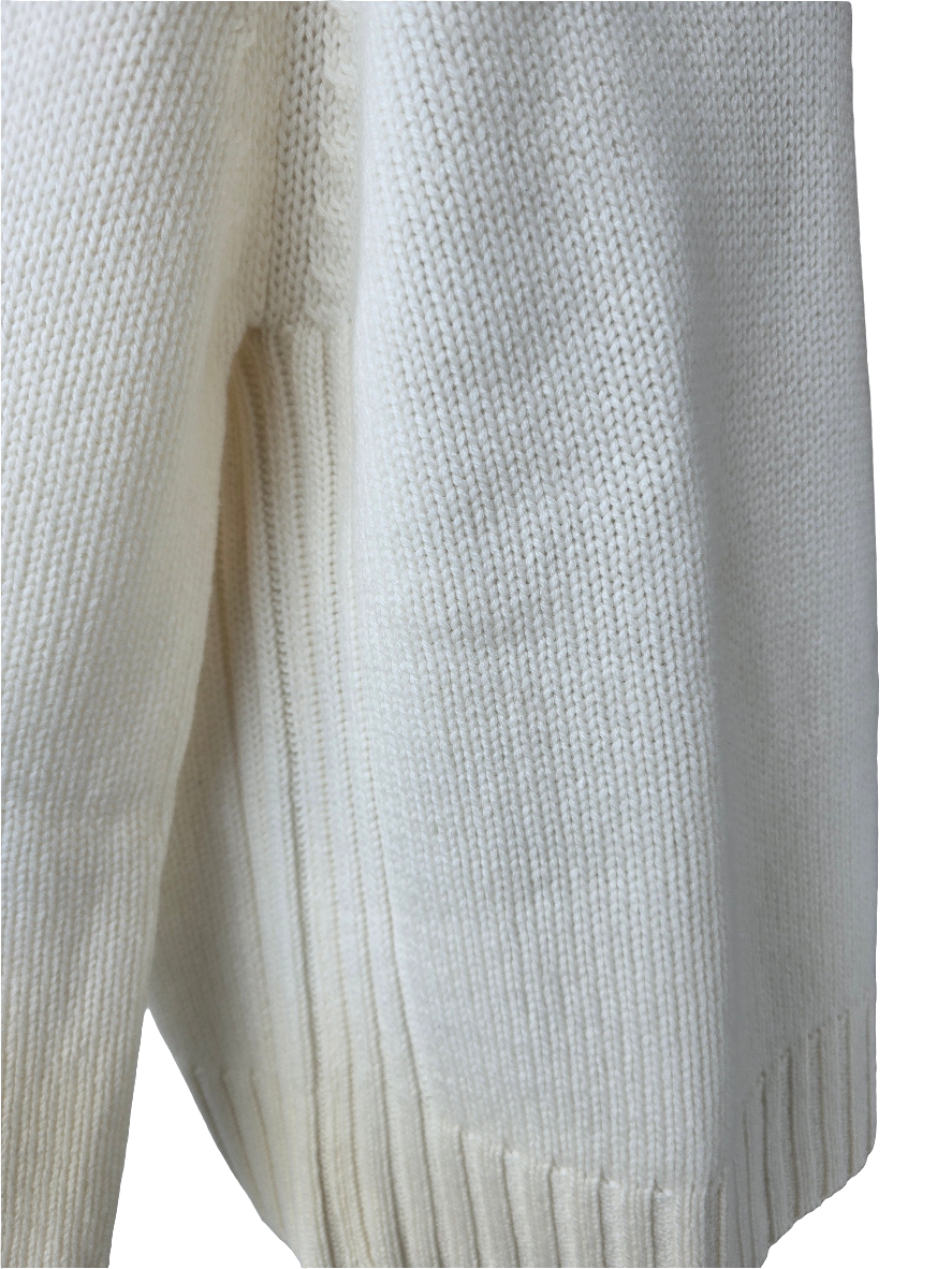 Maglione collo alto bianco in cashmere