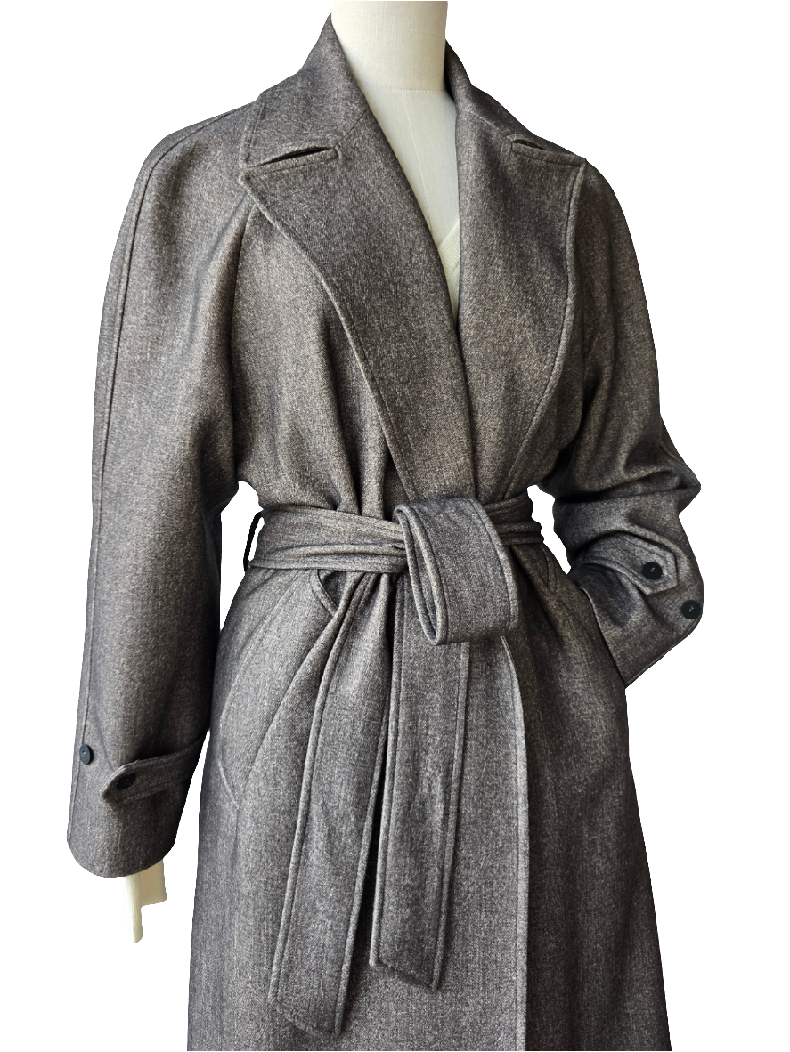 Canessa - Cappotto in cashmere nocciola effetto micro spigato