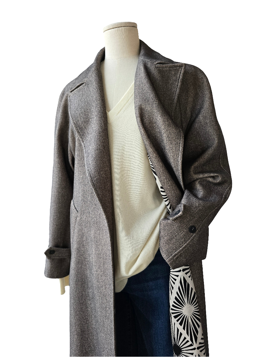 Canessa - Cappotto in cashmere nocciola effetto micro spigato