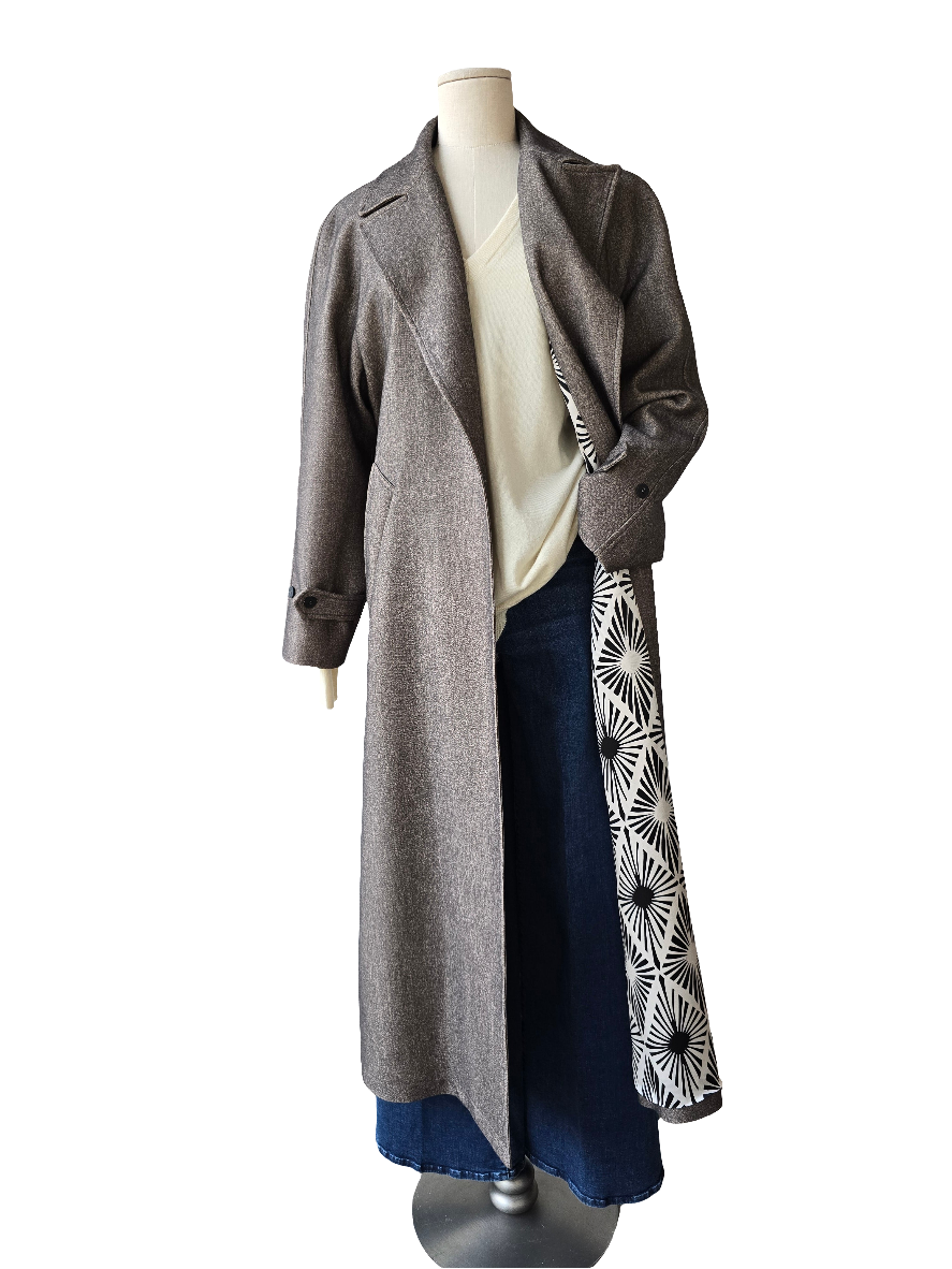 Canessa - Cappotto in cashmere nocciola effetto micro spigato