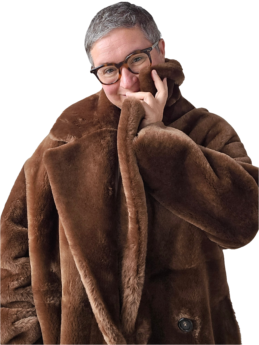 Blancha - Cappotto lungo shearling marrone