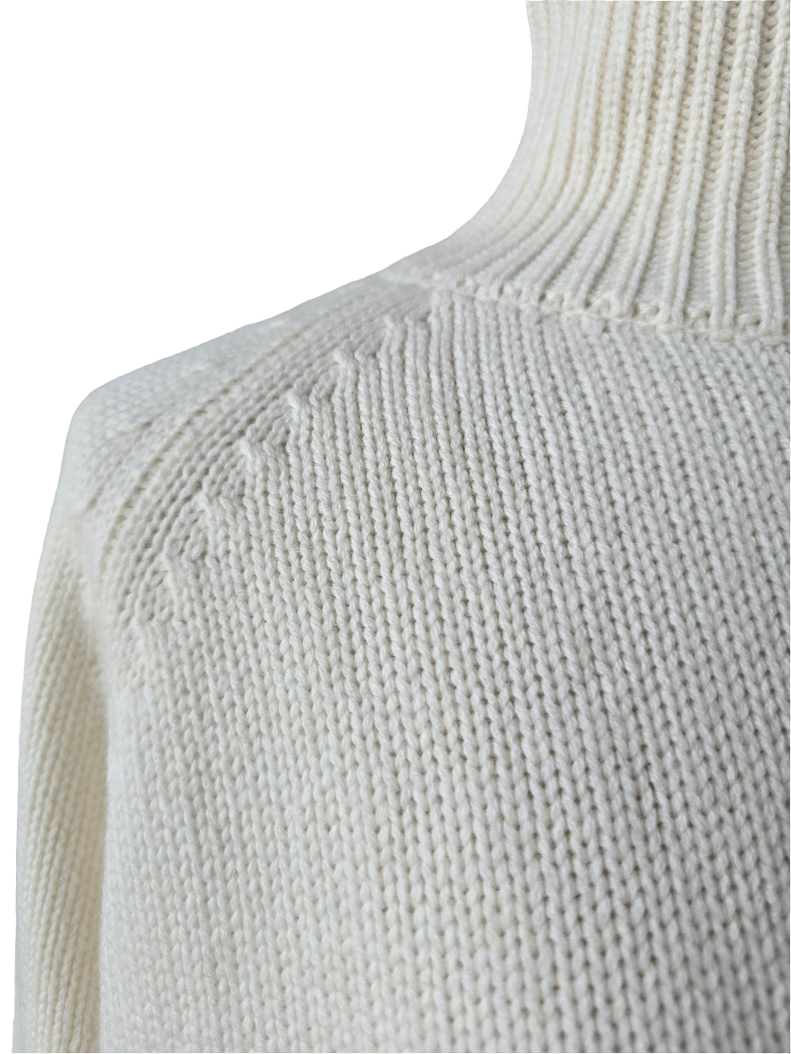 Maglione collo alto bianco in cashmere