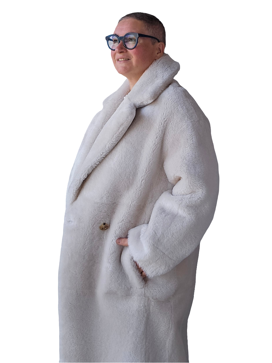 Blancha - Cappotto lungo shearling latte