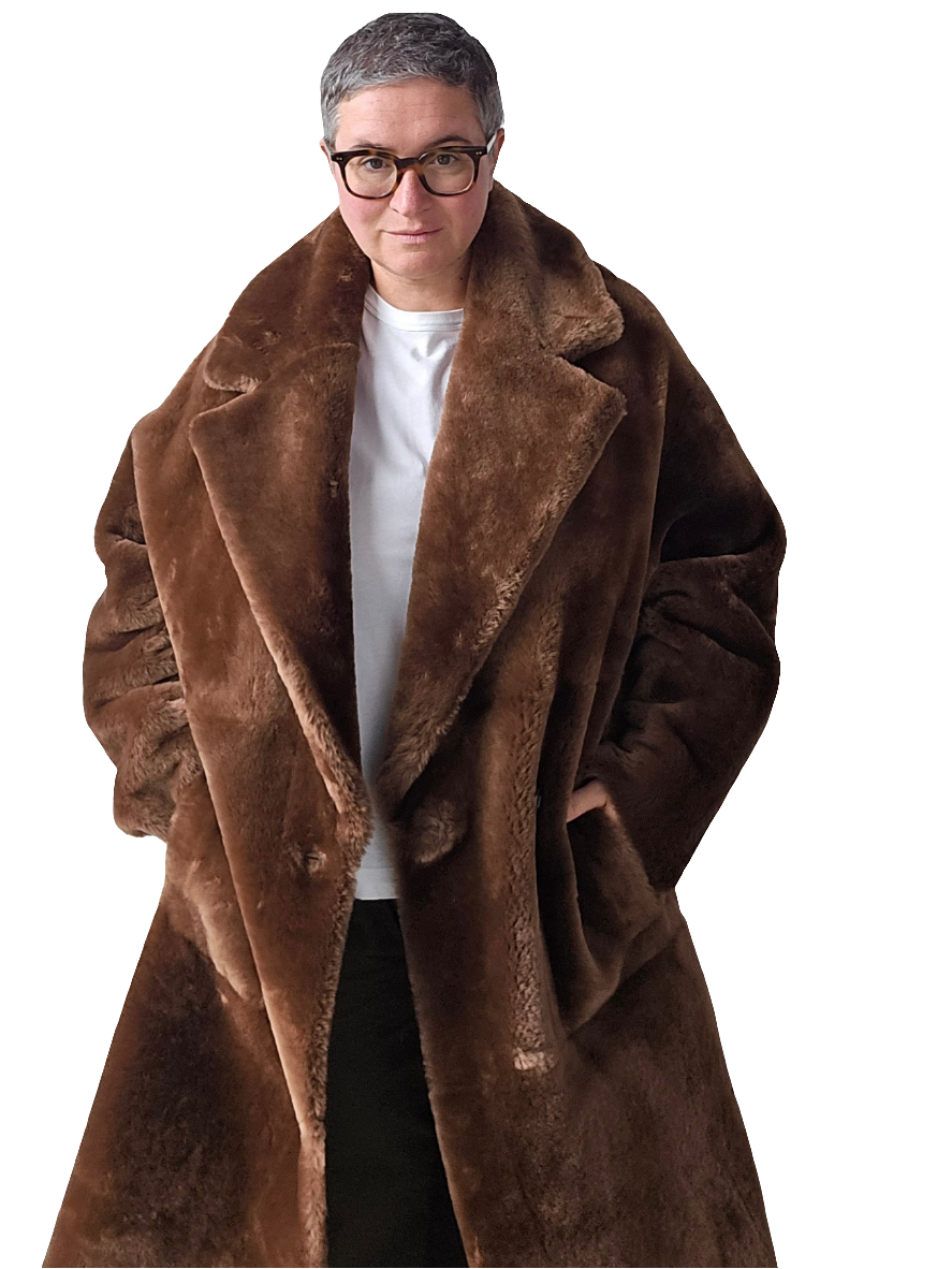 Blancha - Cappotto lungo shearling marrone