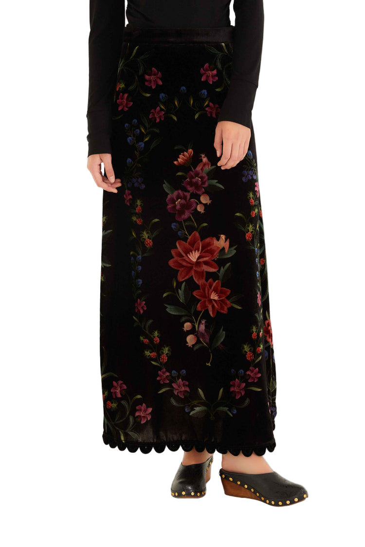Farm Rio - Gonna nera motivo floreale